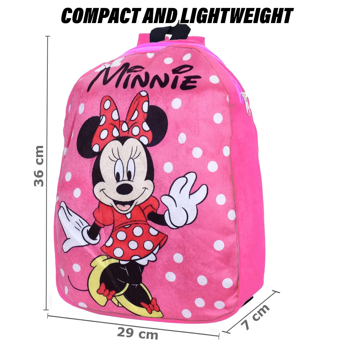 Heart Home Disney Minnie School Bag | Velvet Kids School Bags | Student Bookbag | School Bag for Girls & Boys | School Backpack for Kids | 2 Compartments | Pink