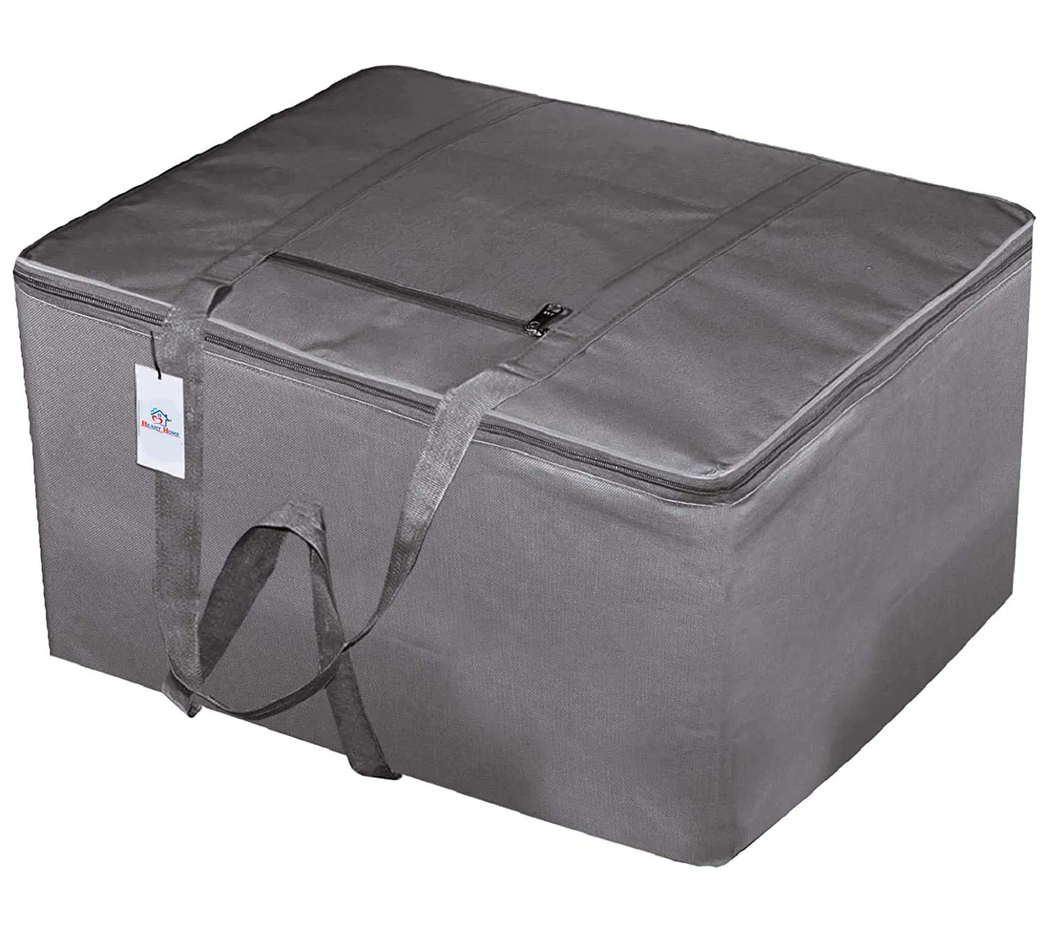 Heart Home Small Size Lightweight Foldable Rexine Jumbo Underbed Storage Bag With Zipper And Handle (Grey) (F_26_HEARTH016798)