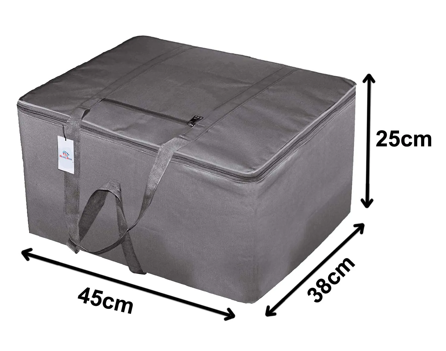 Heart Home Small Size Lightweight Foldable Rexine Jumbo Underbed Storage Bag With Zipper And Handle (Grey) (F_26_HEARTH016798)