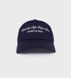 Hotel du Cap Cursive Hat - Navy/White