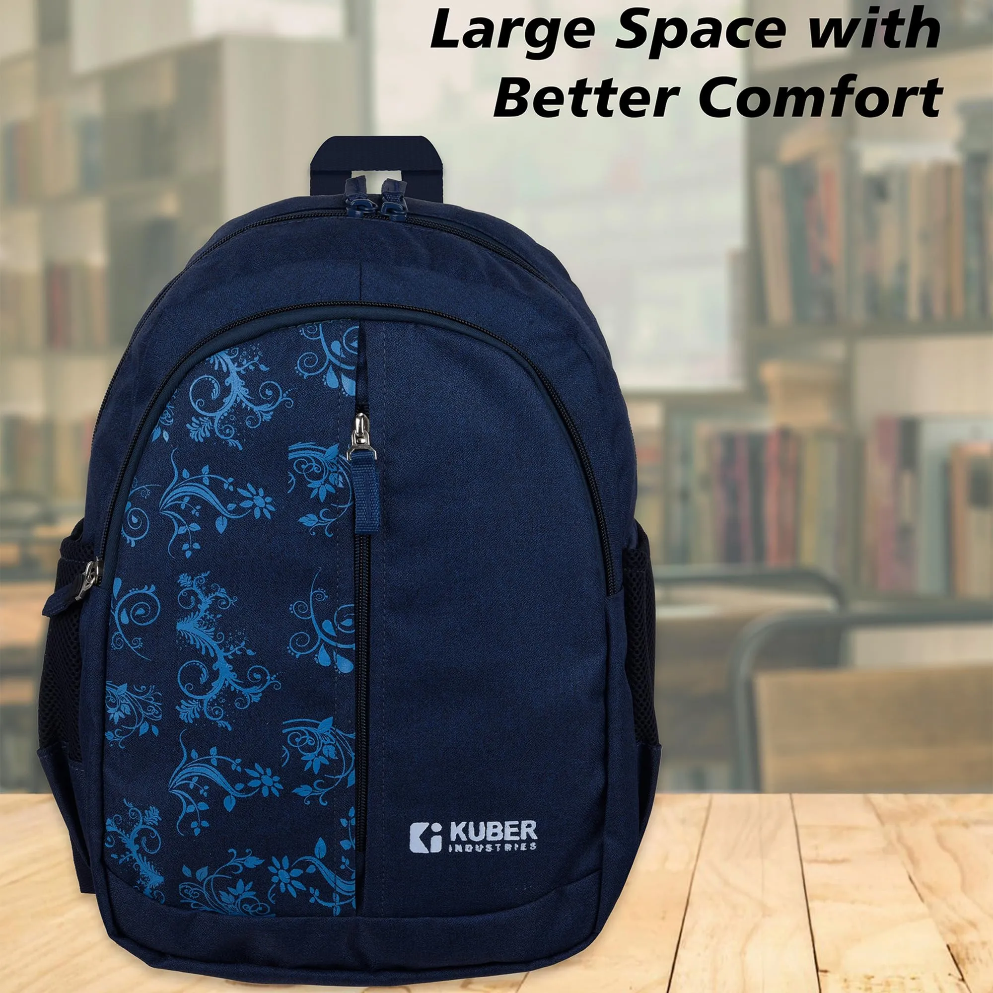 Kuber Industries Backpack | School Backpack for Kids | Collage Backpack | School Bag for Boys & Girls | 3 Compartments Mini Backpack | Half Print School Bag | Navy Blue