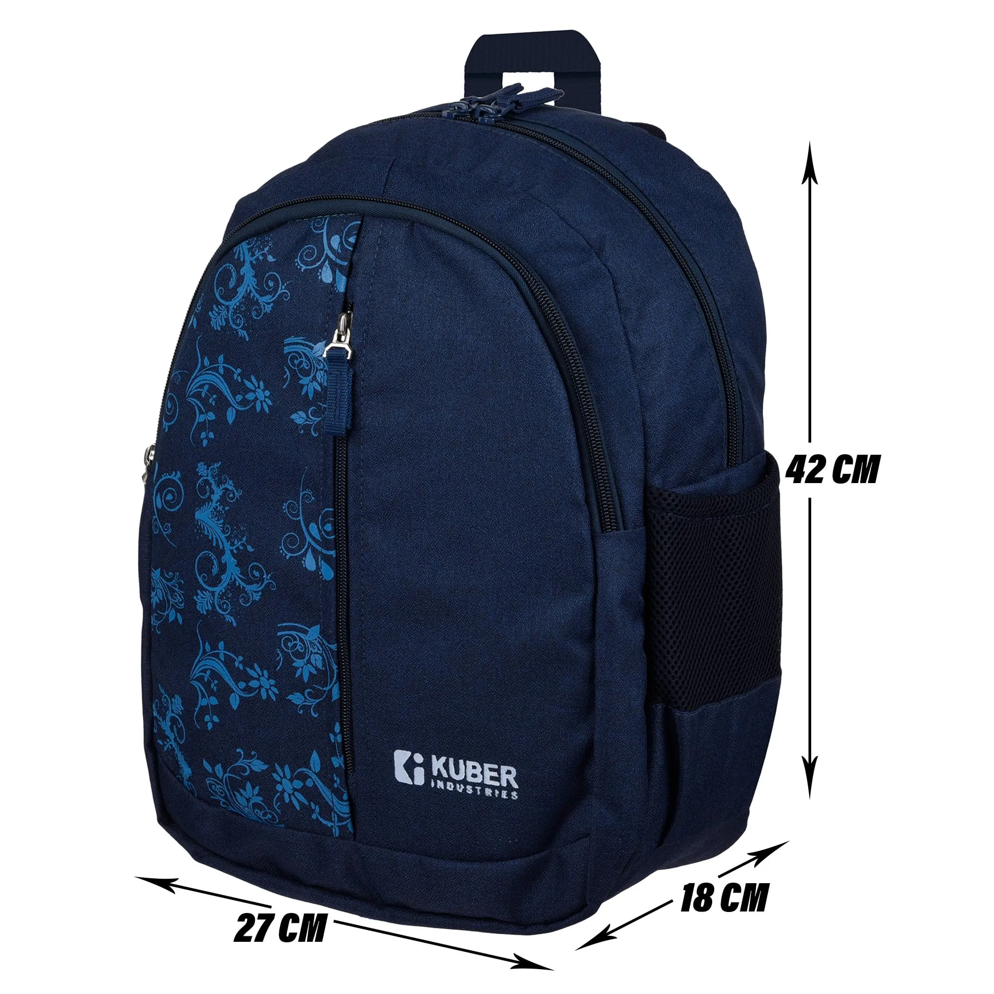 Kuber Industries Backpack | School Backpack for Kids | Collage Backpack | School Bag for Boys & Girls | 3 Compartments Mini Backpack | Half Print School Bag | Navy Blue