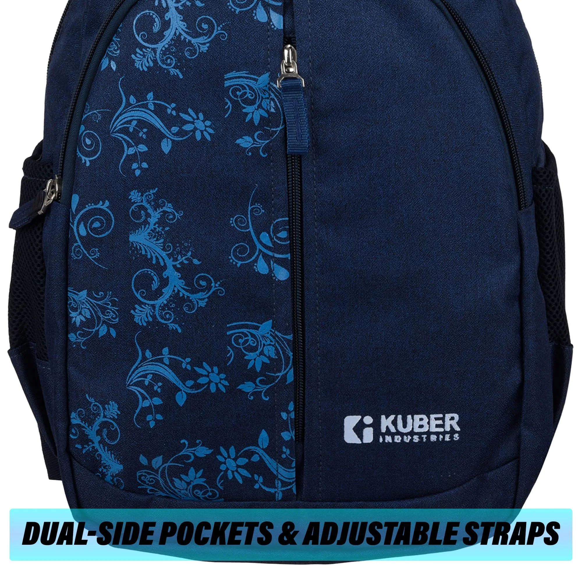 Kuber Industries Backpack | School Backpack for Kids | Collage Backpack | School Bag for Boys & Girls | 3 Compartments Mini Backpack | Half Print School Bag | Navy Blue