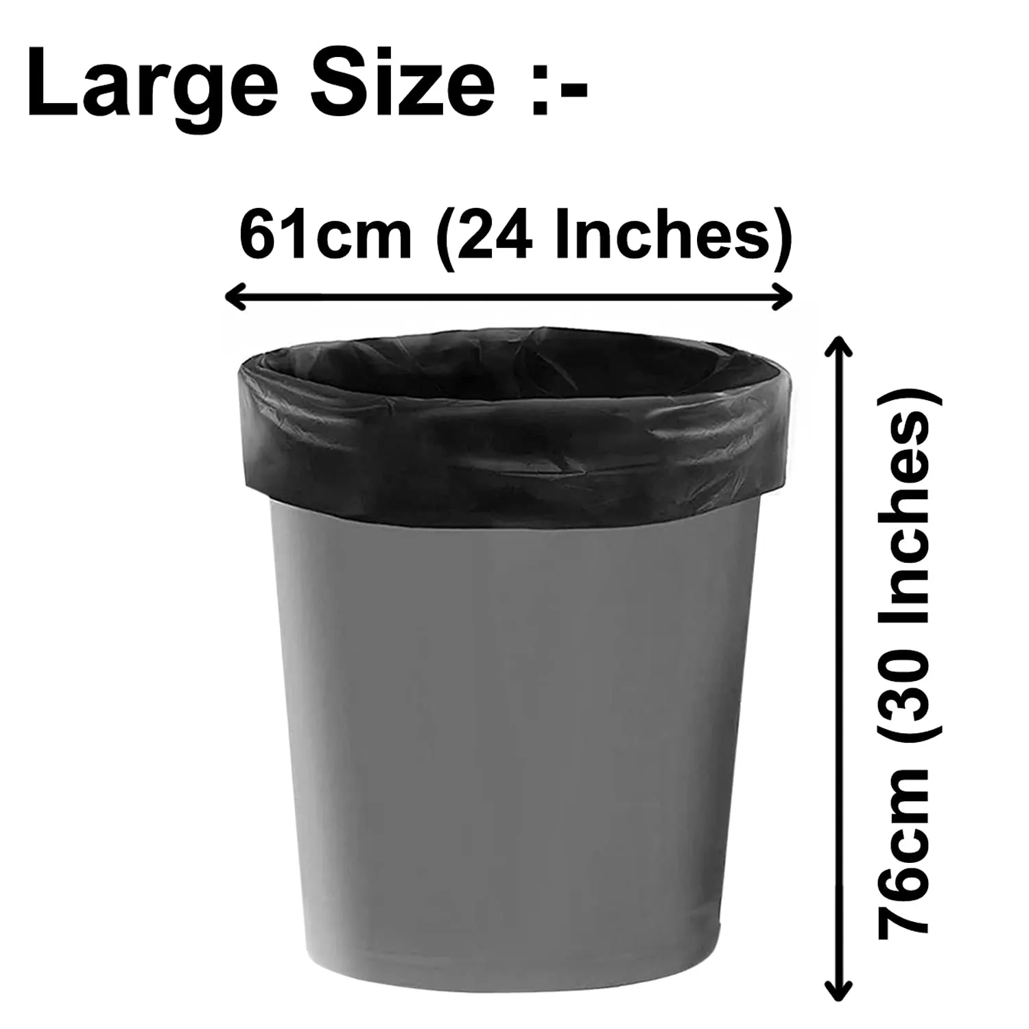 Kuber Industries Large 60 Garbage Bags/Dustbin Bags, 24x30 Inches (Black)-HS41KUBMART24047