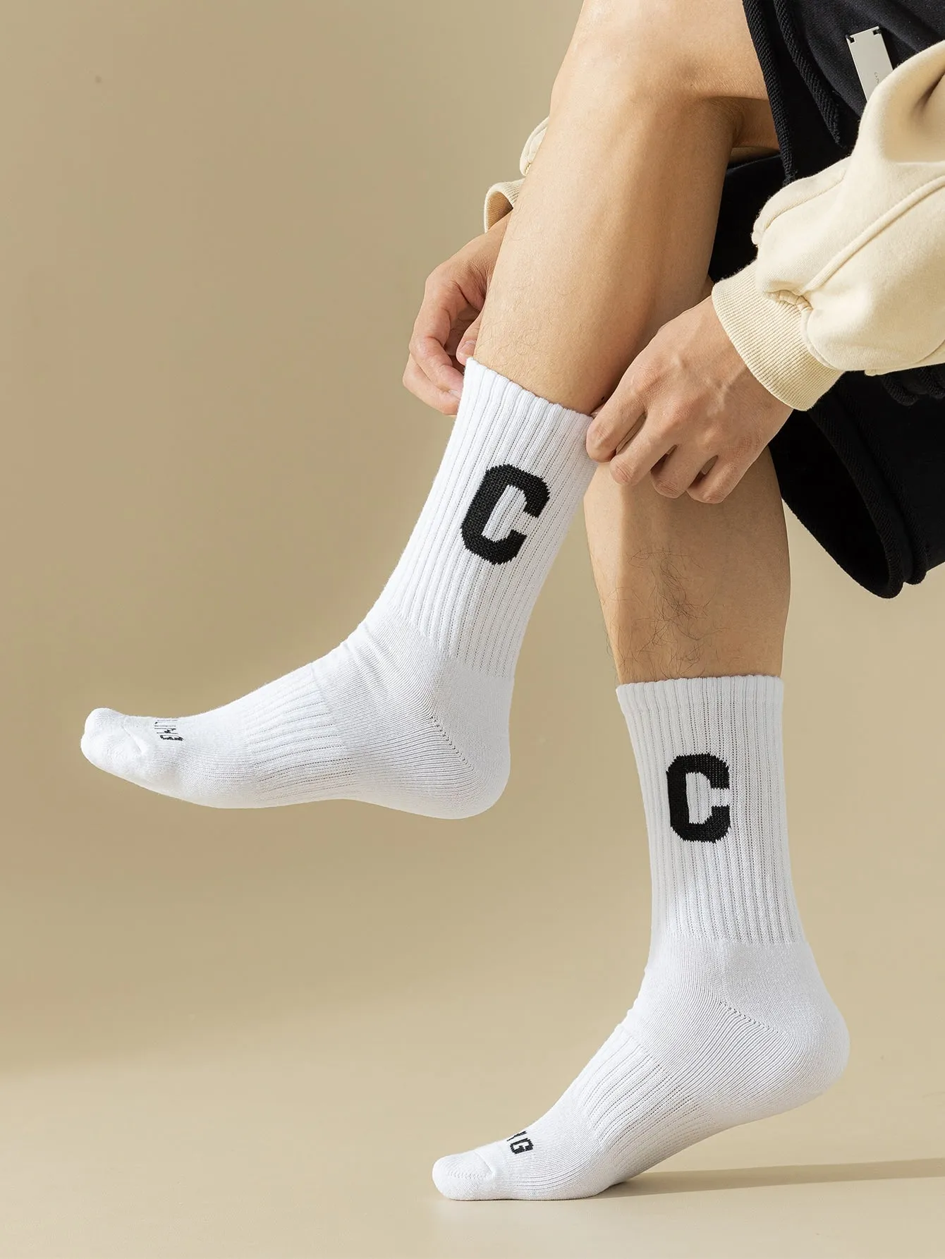 Letter C Graphic Crew Socks for Men Fun Socks Funky Socks Novelty Socks