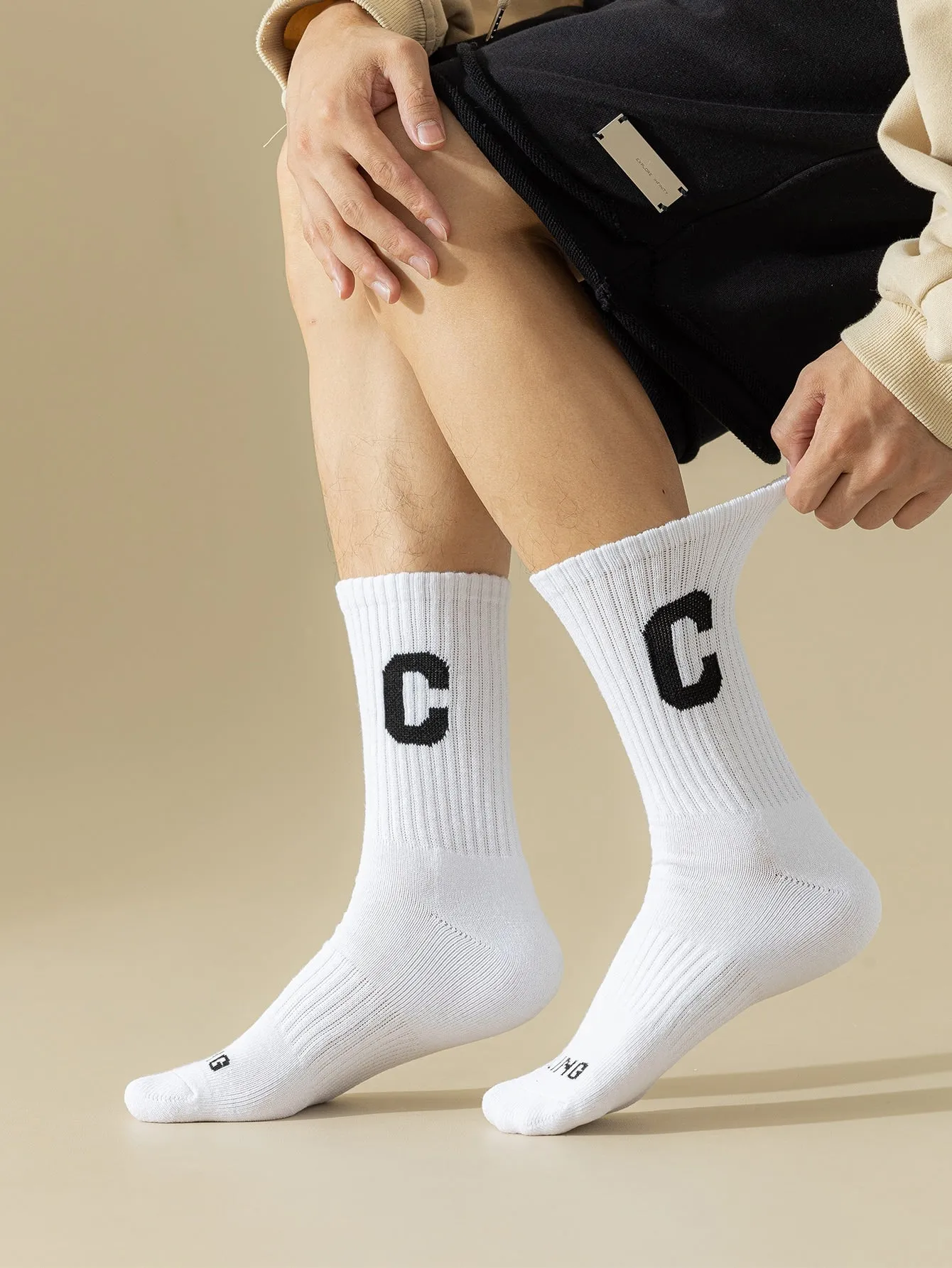 Letter C Graphic Crew Socks for Men Fun Socks Funky Socks Novelty Socks