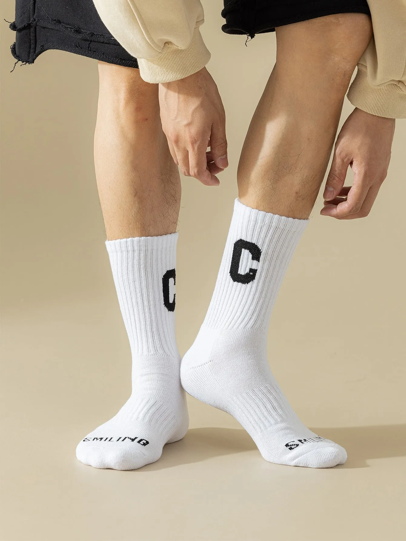 Letter C Graphic Crew Socks for Men Fun Socks Funky Socks Novelty Socks