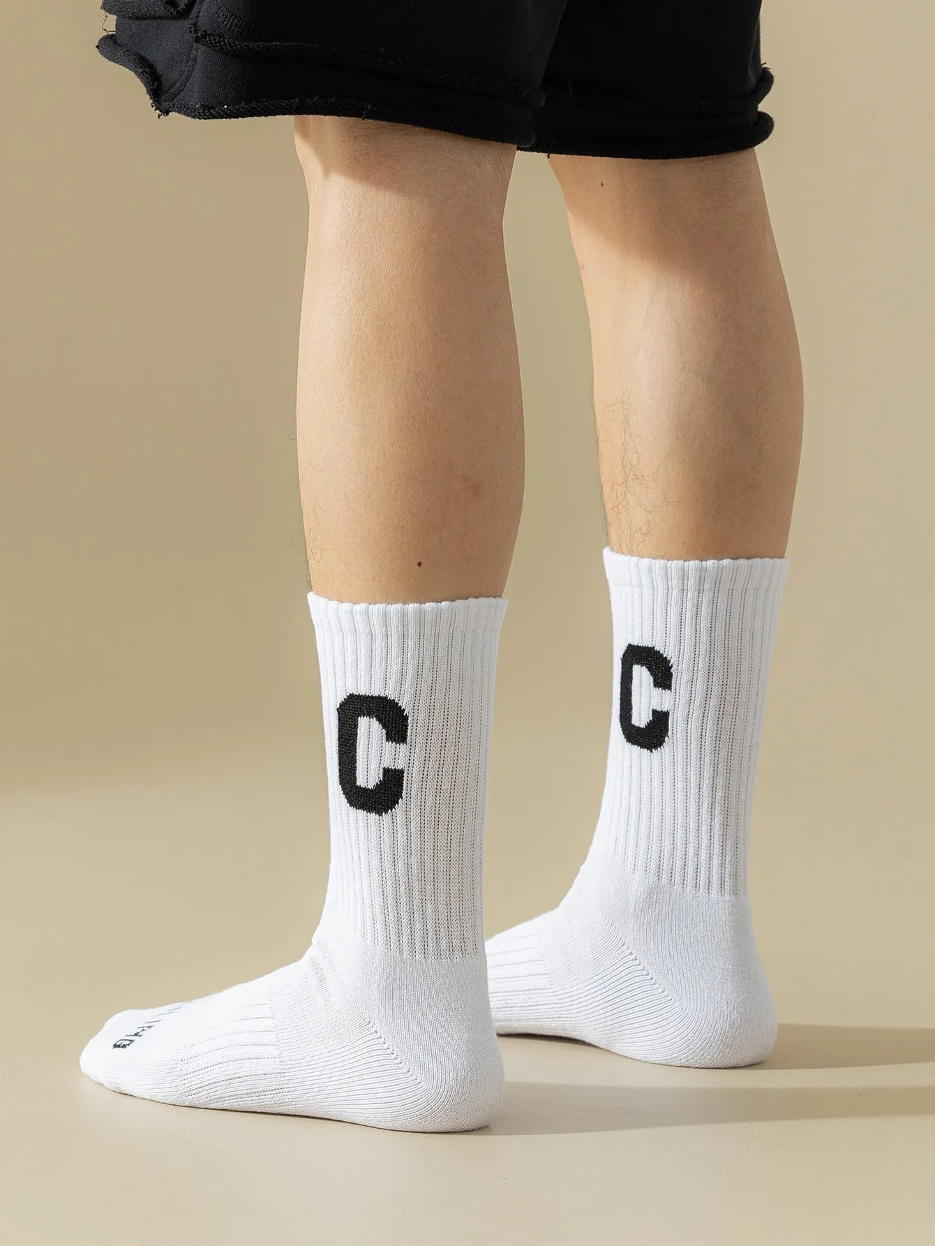 Letter C Graphic Crew Socks for Men Fun Socks Funky Socks Novelty Socks