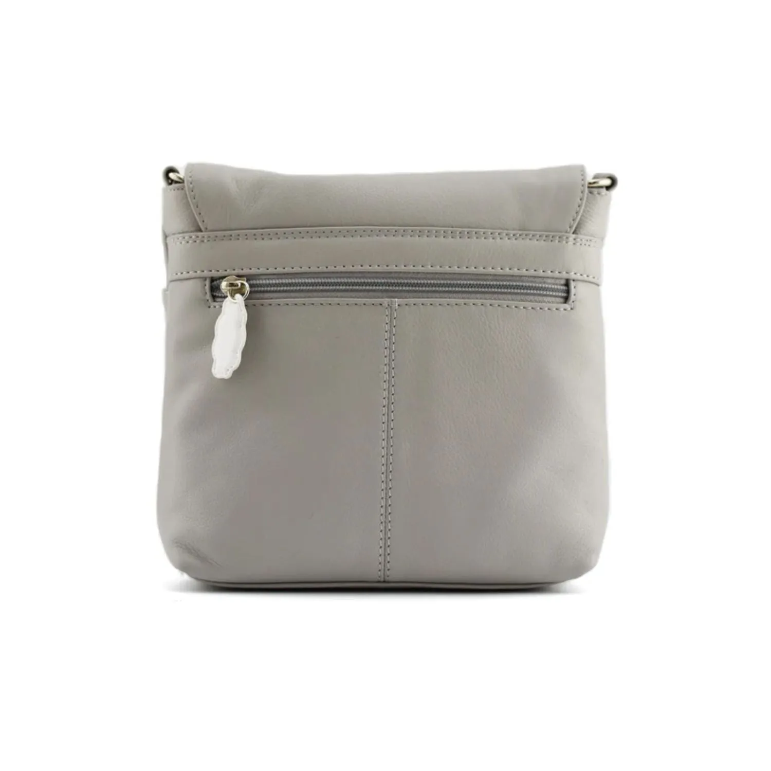 Mala Leather Grey Bella Cross Body with Flap