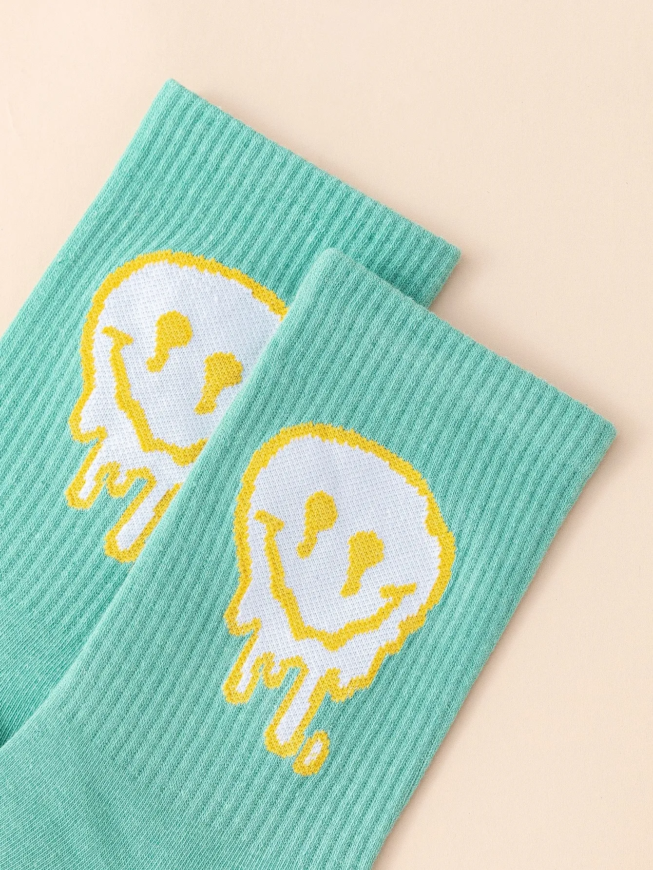 Melting Smile Face Crew Socks Funny Socks for Women Novelty Socks Funky Socks