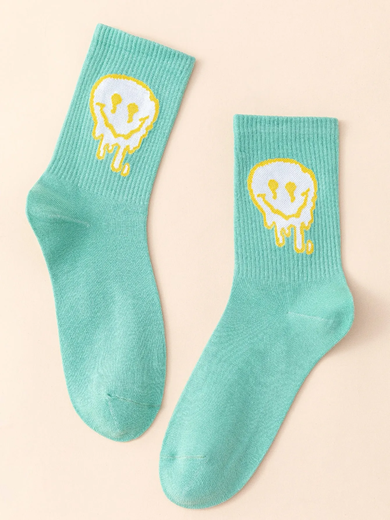 Melting Smile Face Crew Socks Funny Socks for Women Novelty Socks Funky Socks