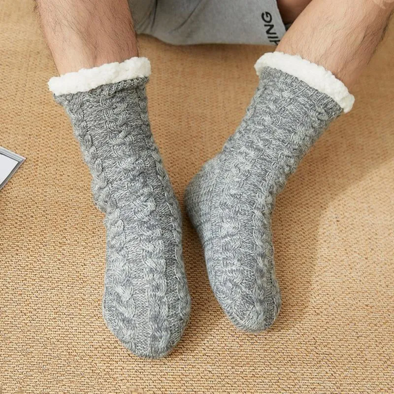 Men Indoor Warm Plush Non-slip Slippers