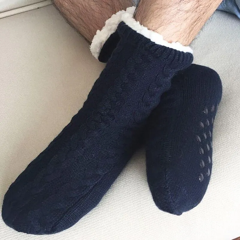 Men Indoor Warm Plush Non-slip Slippers