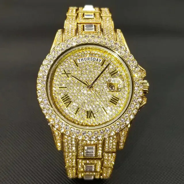 Men's Luxury Diamond Crystal Watches