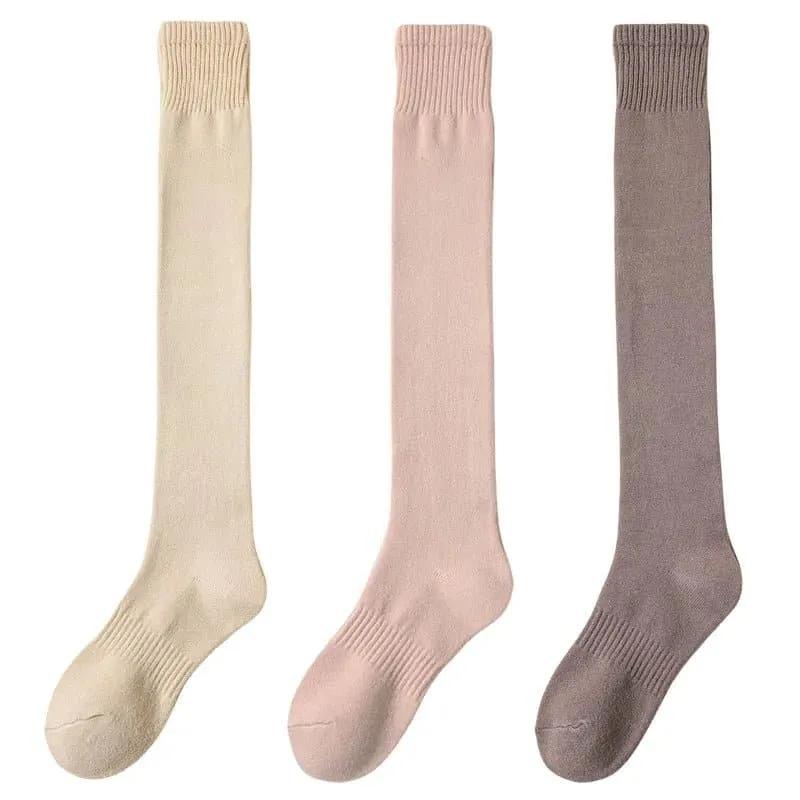 Merino Wool Over-The-Knee Socks Set - Pack of 3 Pairs of Warm and Cozy Stockings