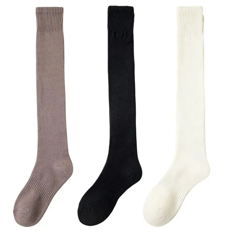 Merino Wool Over-The-Knee Socks Set - Pack of 3 Pairs of Warm and Cozy Stockings