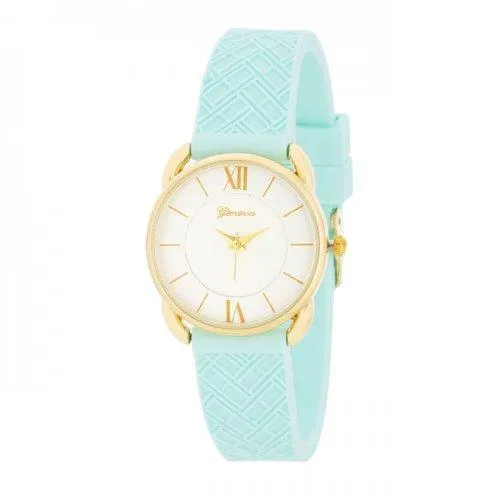 Mina Gold Classic Watch With Mint Rubber Strap (pack of 1 ea)