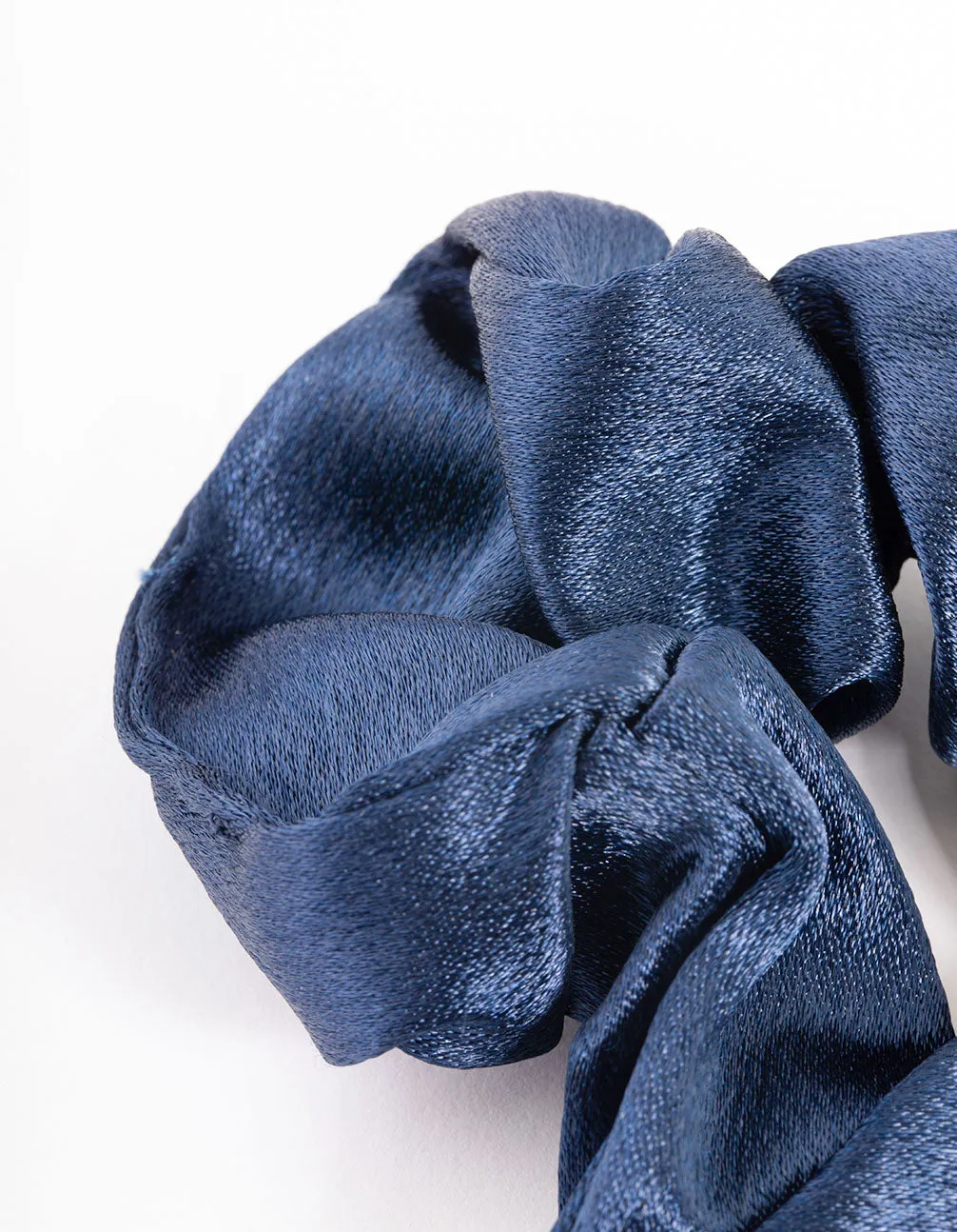 Navy Fabric Satin Scrunchie