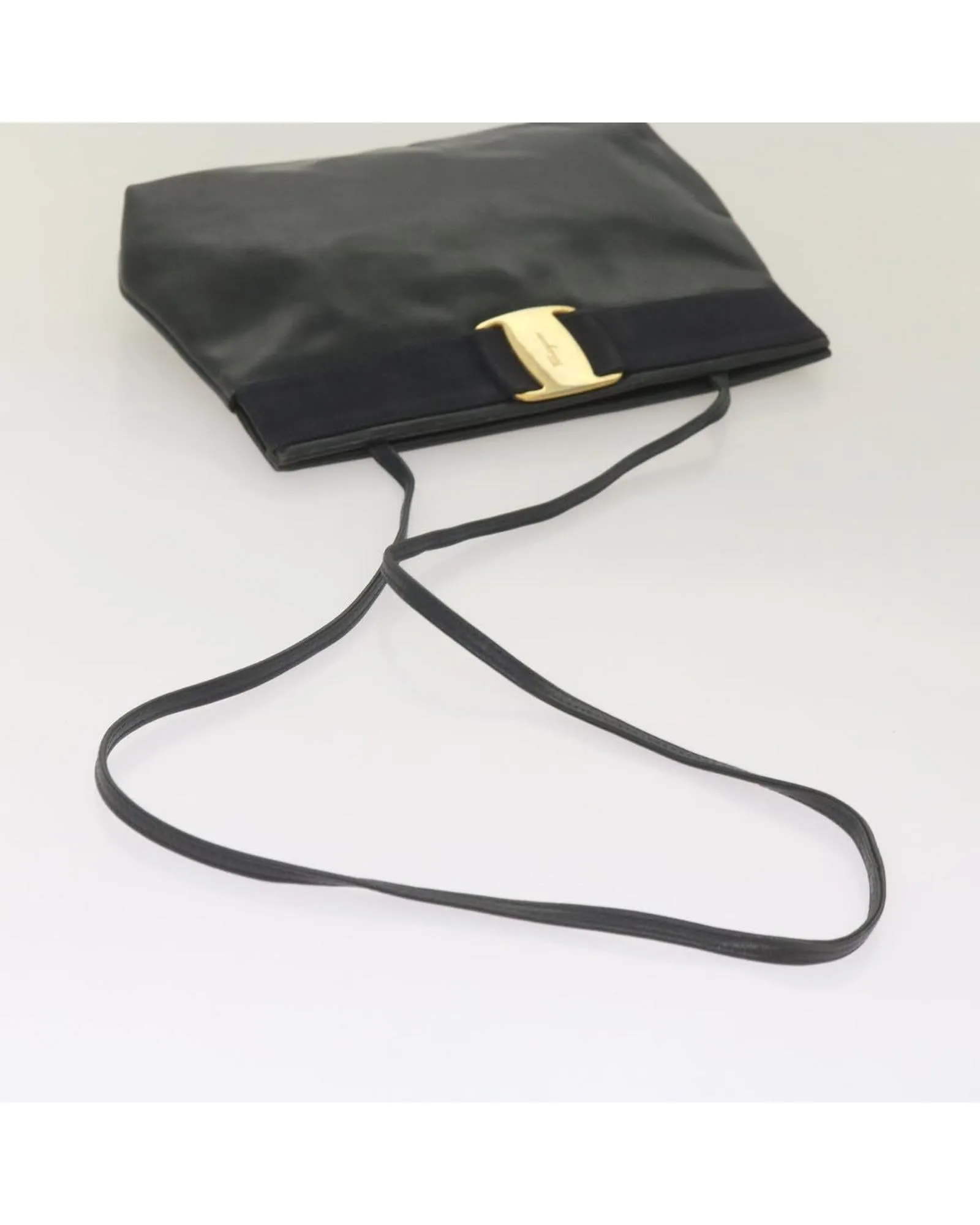 Navy Leather Shoulder Bag by Salvatore Ferragamo