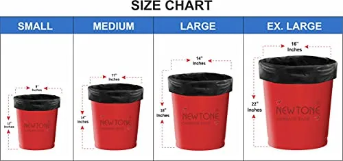 Newtone Premium Garbage Bags Size 19 x 21 Inches (Medium) 120 Bags (4 Rolls) Dustbin Bag/Trash Bag - Black Color