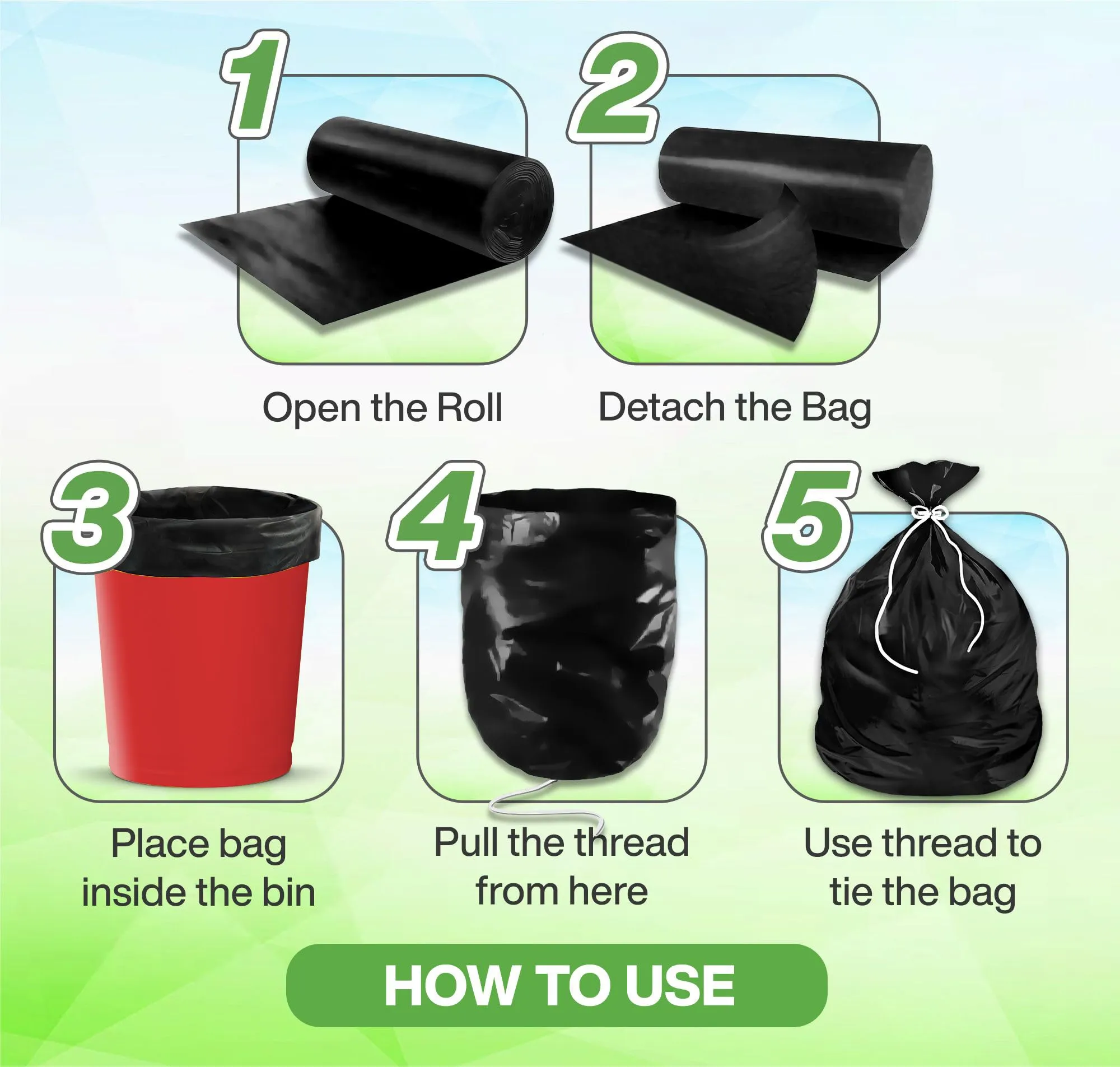 Newtone Premium Garbage Bags Size 30 X 37 Inches (Extra Large) 60 Bags (4 rolls) Dustbin Bag/Trash Bag - Black Color