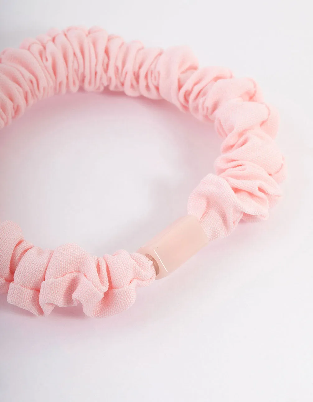 Pink Fabric Clamp Thin Scrunchie