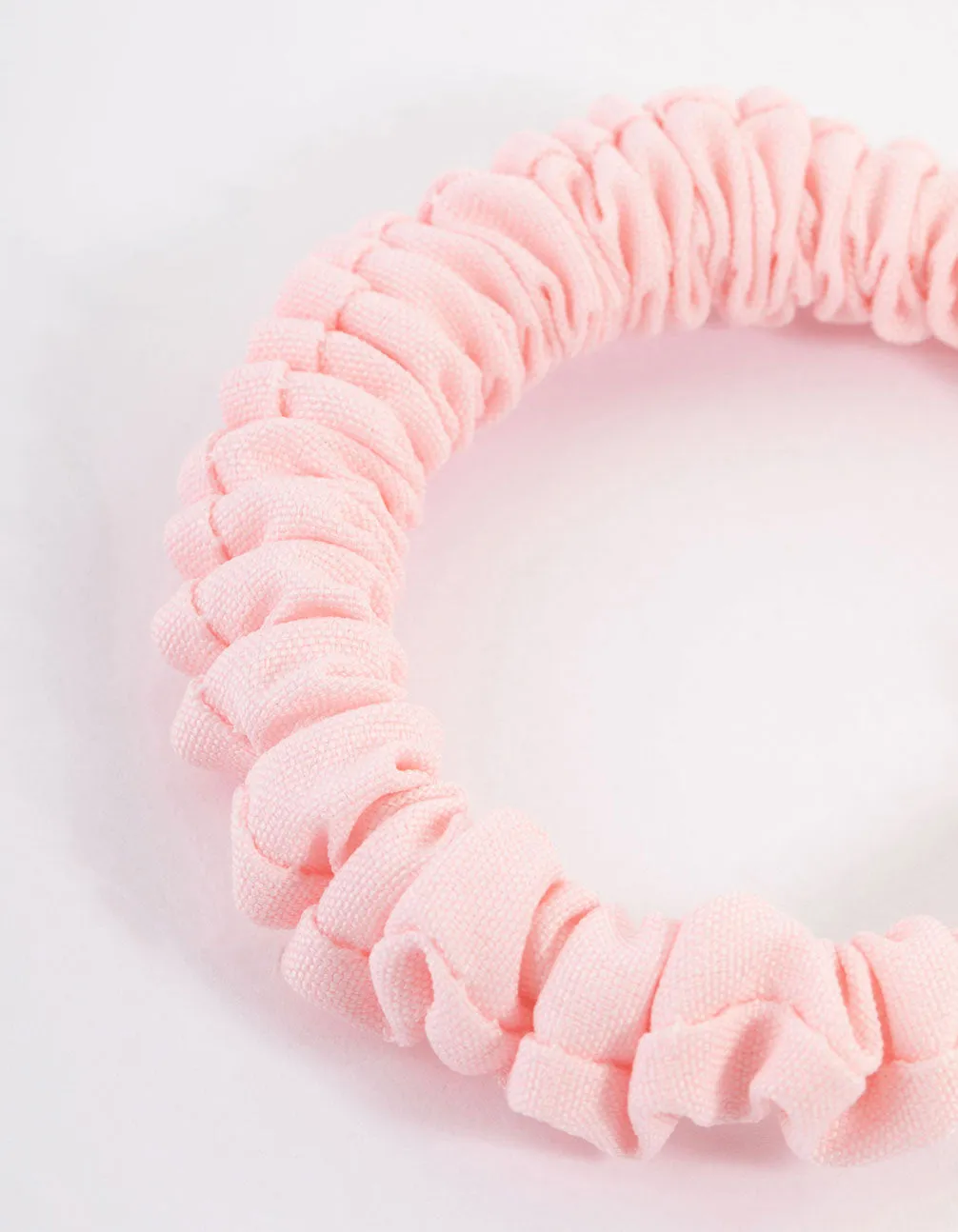 Pink Fabric Clamp Thin Scrunchie