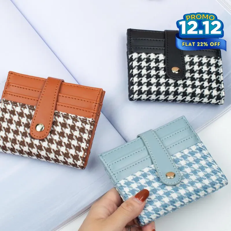 Plaid Pattern Card Holder Wallet