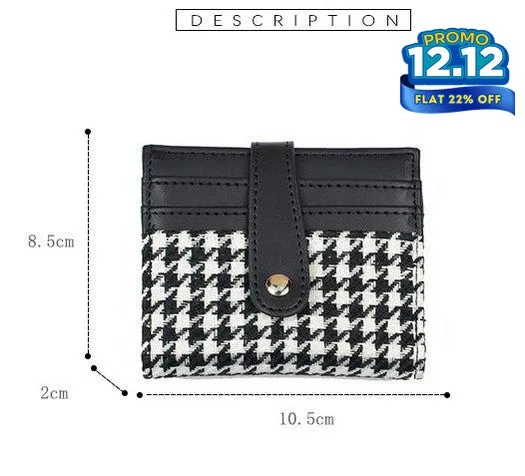 Plaid Pattern Card Holder Wallet