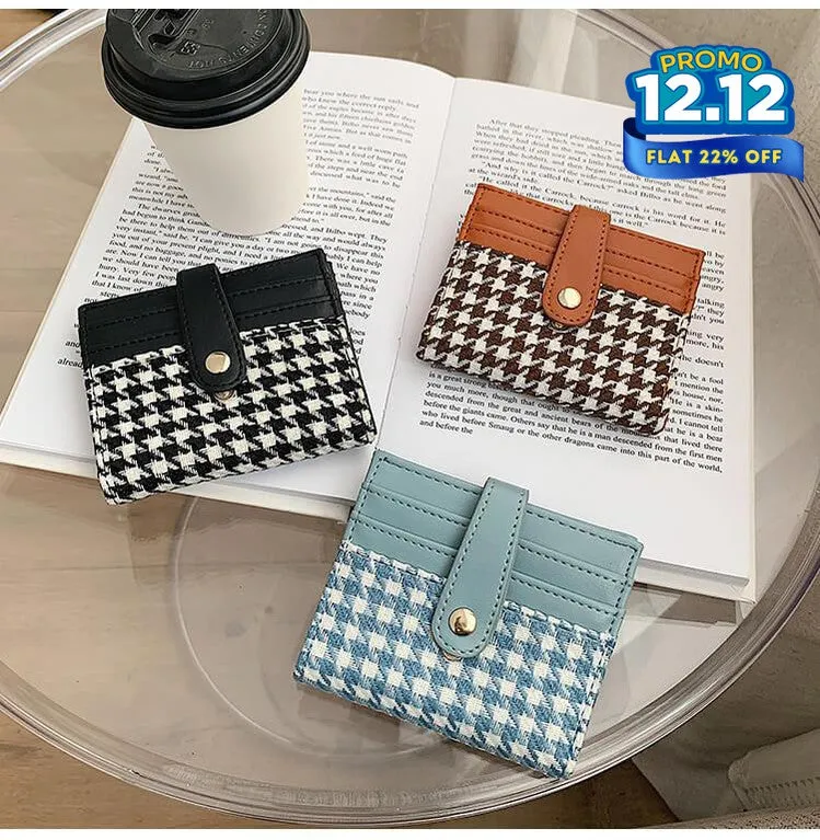 Plaid Pattern Card Holder Wallet