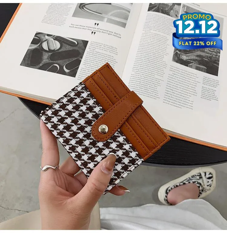 Plaid Pattern Card Holder Wallet