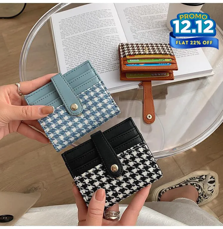 Plaid Pattern Card Holder Wallet