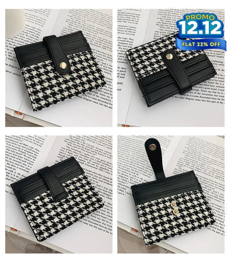 Plaid Pattern Card Holder Wallet