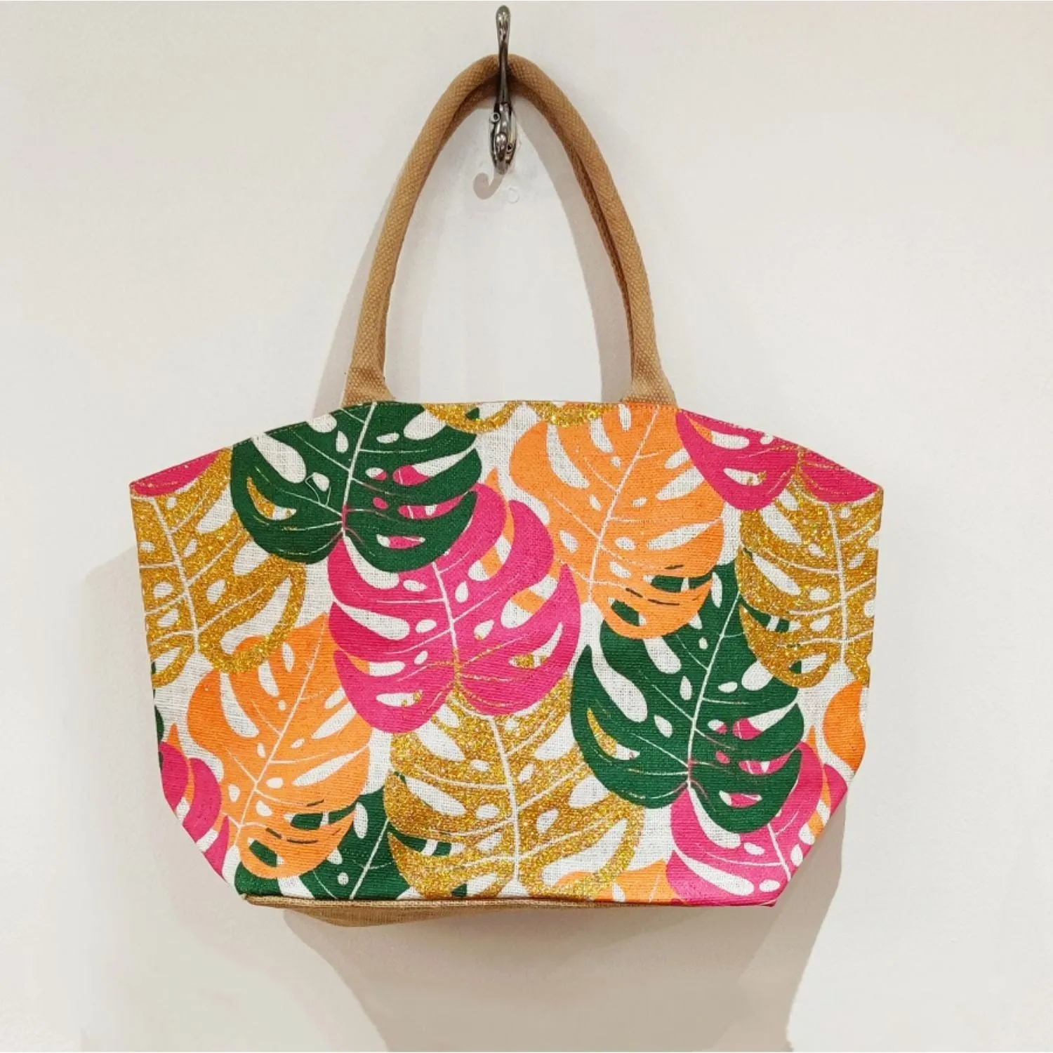 POM Multicoloured Bright Tropical Monstera Print Bag