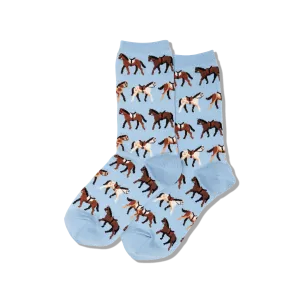 "Horses" Cotton Crew Socks by Hot Sox - Medium