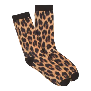 "Leopard" Crew Socks by K Bell - Medium