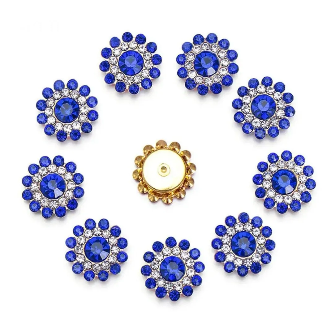 Rhinestone 14mm Flatbacks x 10pcs - Style 2 Royal Blue