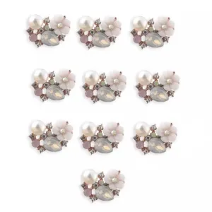 Rhinestone & Pearl 18mm Flatbacks x 10pcs - Style 11