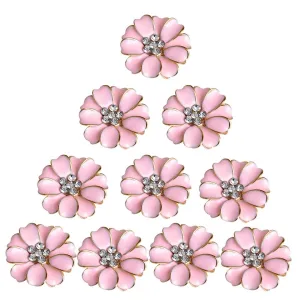 Rhinestone Flower 32mm Flatbacks x 10pcs - Style 17 Pink