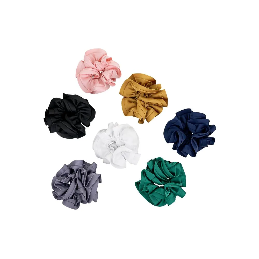 SIGNATURE SATIN TRIM SCRUNCHIES DARKER TONES