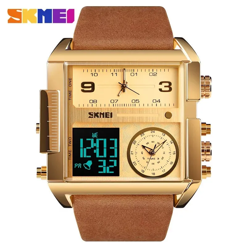 SKMEI 1391 Luxury Brand Unique Leather Strap Watch