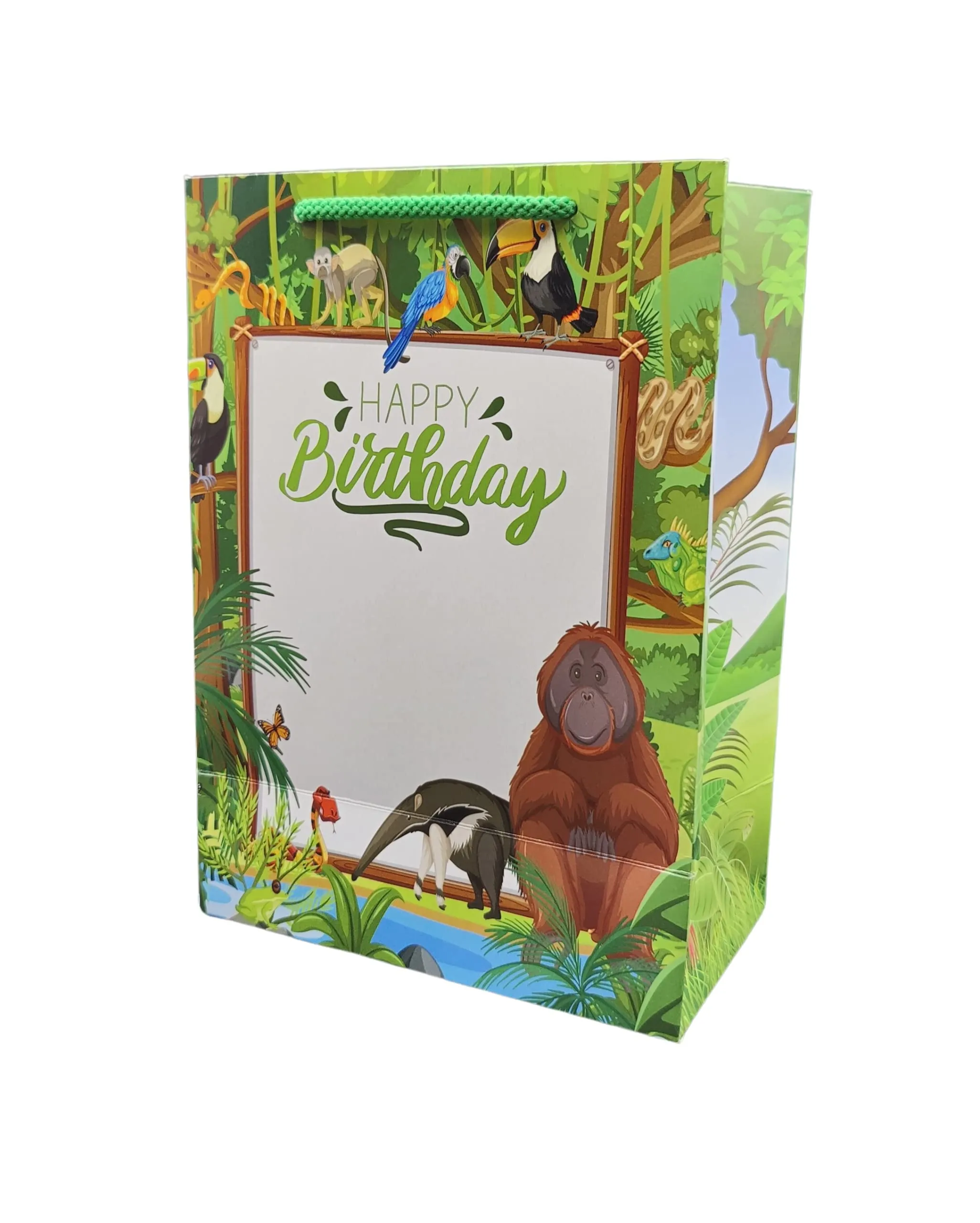 TASCHE Jungle Birthday Theme Bag Gift Bags For Gifting | Weddings | Birthday | Holiday Presents (Size 10 X 7 X 4 Inch | Pack Of 40) - Multicolor