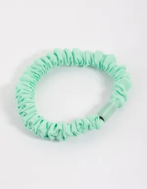 Turqouise Fabric Clamp Thin Scrunchie