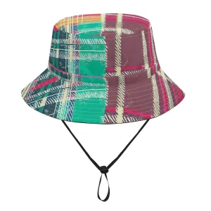 Vampire Art Grunge Unisex Bucket Fisherman's Hat - Colourful Tartan Patchwork with Adjustable String